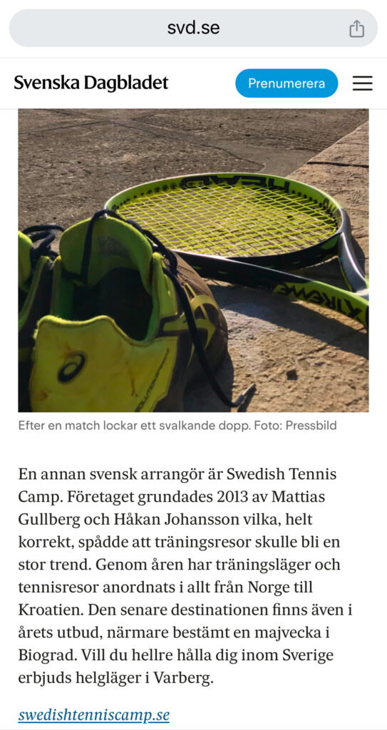 Swedish tennis camp svenska dagbladet